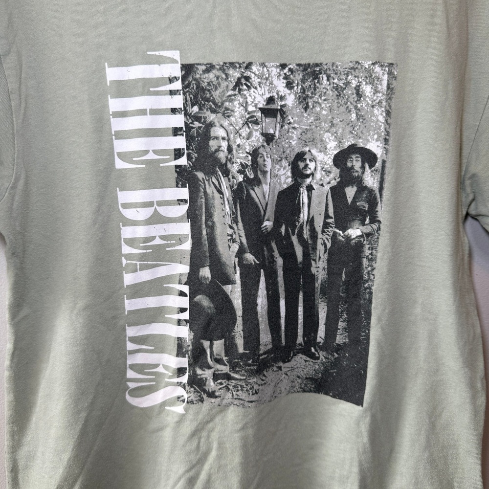 The Beatles Women's Cotton Graphic T-Shirt Sage Green Size Large Band Tee - Picture 2 of 4